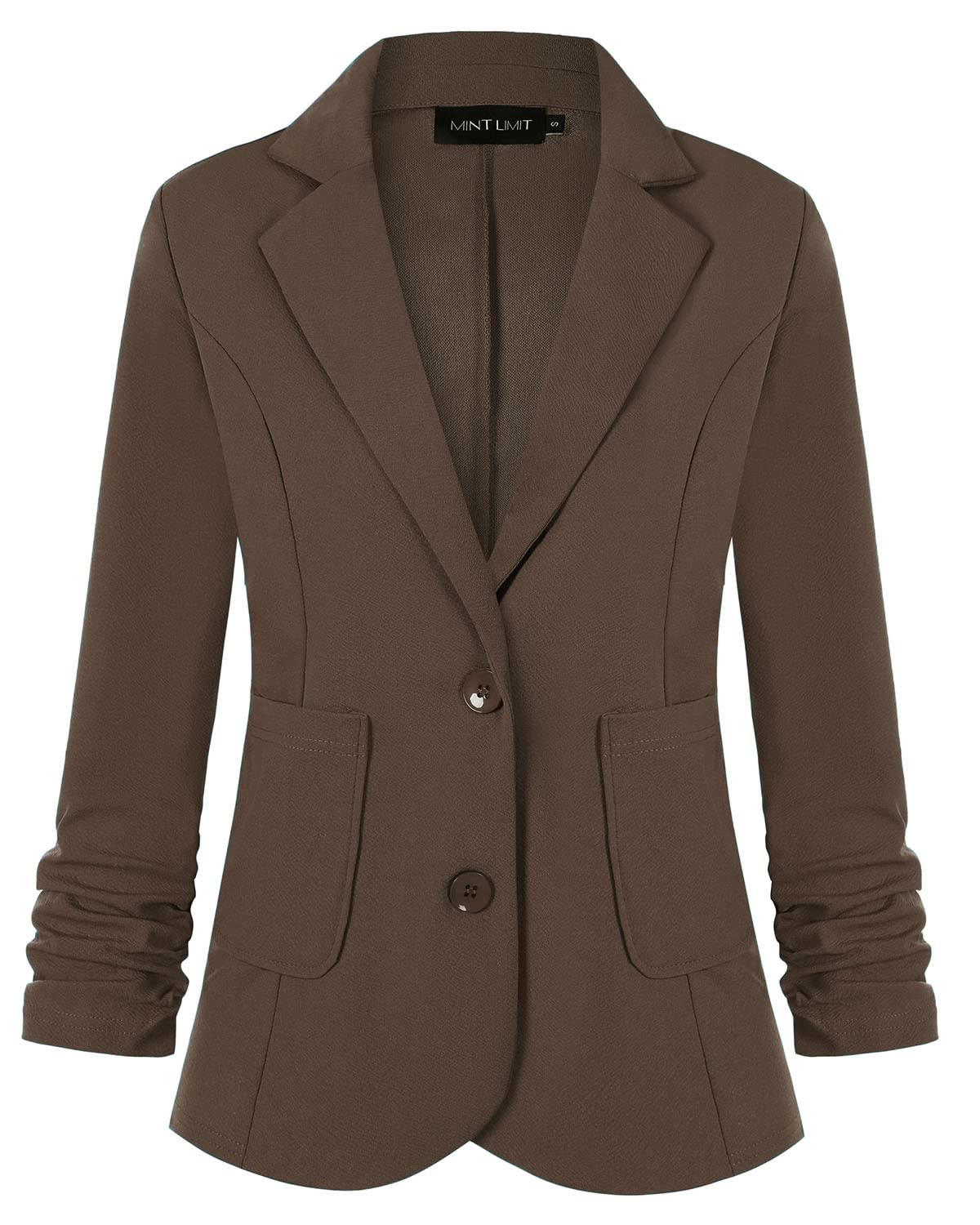 Unifizz Womens Casual Work Office Blazer Pockets Buttons Suit Jacket 3 4 Sleeve