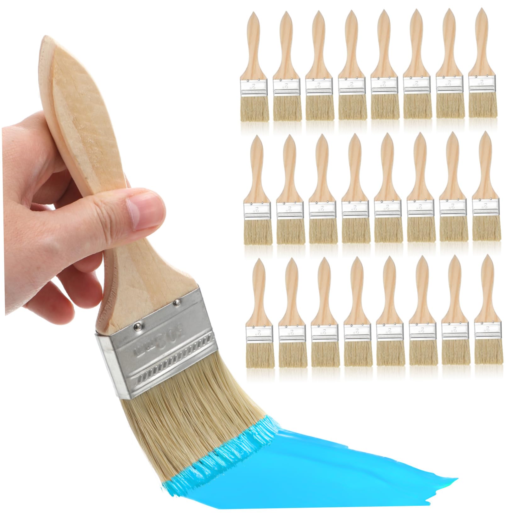 Pinceau de Peinture à Manche en Bois Épais, Lot de 30