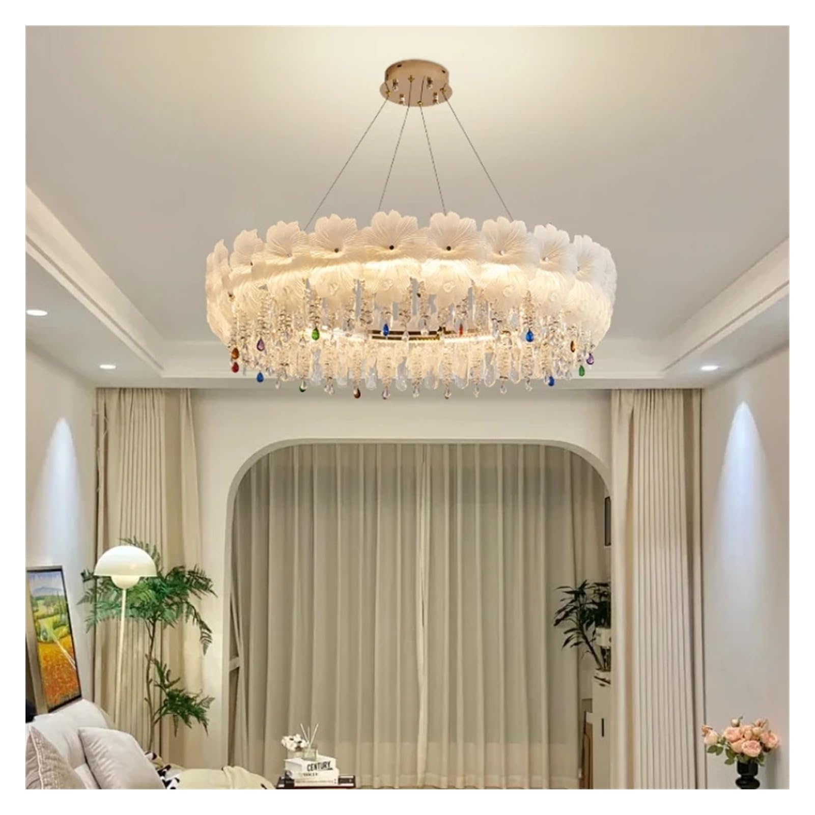 Lustre en cristal français télécommande pour régler l'éclairage du salon
