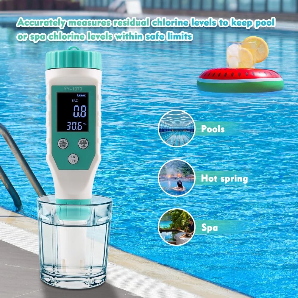Misuratore di cloro digitale Tester PH 7 in 1 SALT/ORP/TDS/EC/TEMP Analizzatore della qualità dell'acqua CL