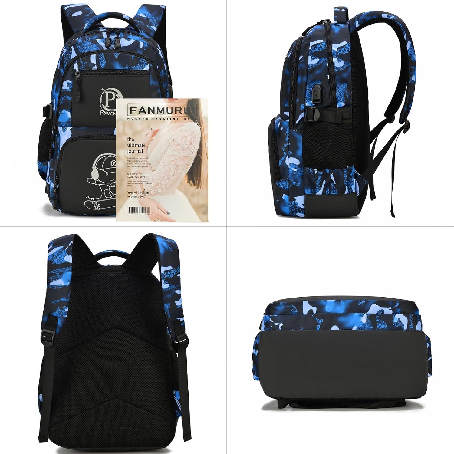 School Backpack for Boys, Waterproof Laptop Backpack with USB Charging Port, Anime Cartoon Luminous Backpack Lightweight Kids Bookbag for Teen Boys - Image 9