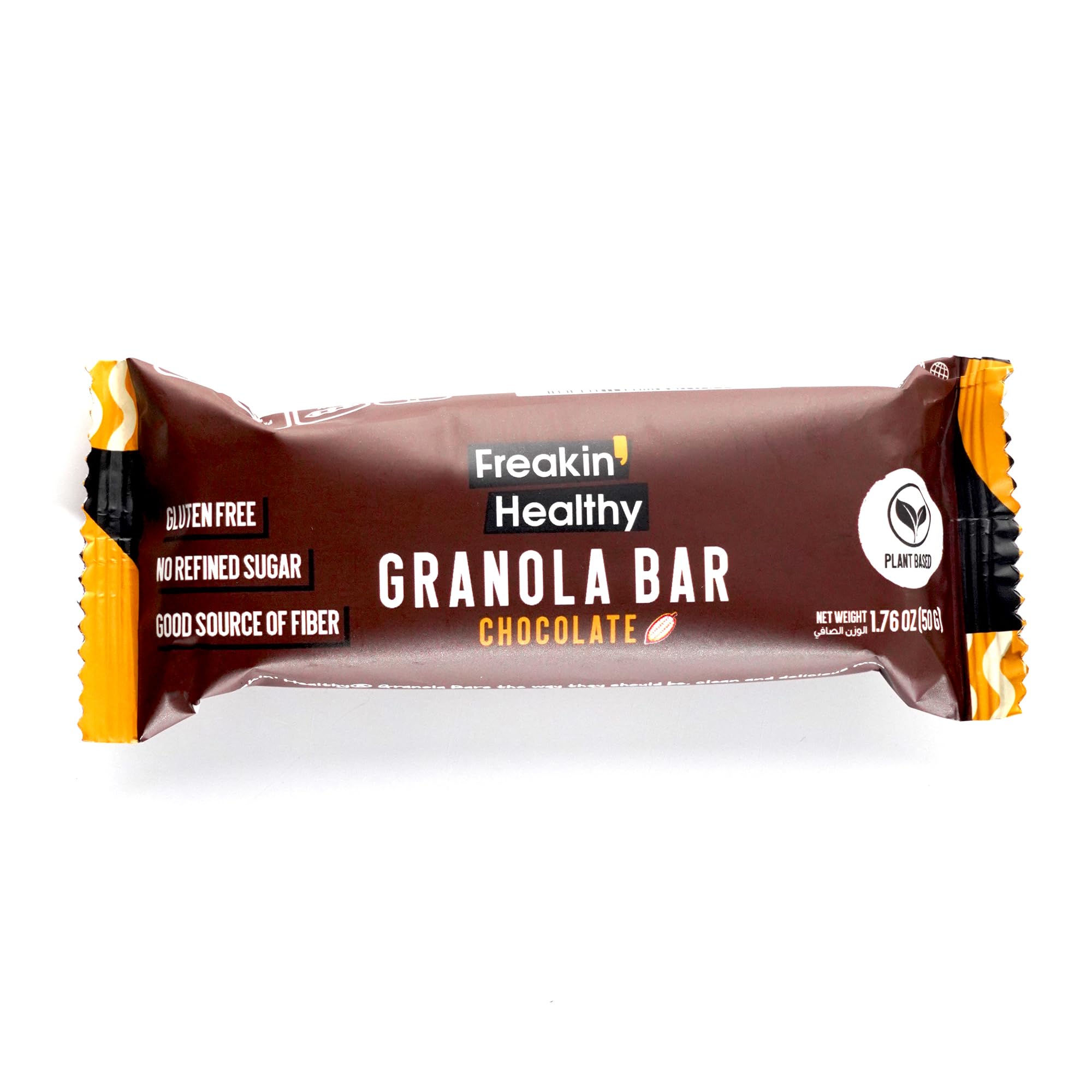 Freakin Healthy Raw Chocolate Granola Bar 50G - Chocolate Coated Snack, Energy Booster, Plant Based Ingredients