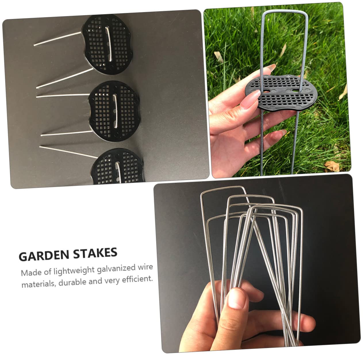 50 Set Picchetti per Fissaggio Esterno a U in Filo Zincato da Giardino | Membrane e Teloni, Montaggio Sicuro e Semplice, Nero, Uso Quotidiano All'aperto, 50 Set