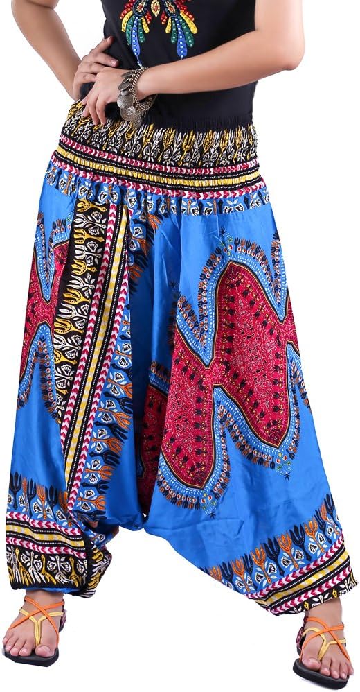 Villas Dashiki Collection- 2 in 1 Harem Pants Hippie Boho Beach Trousers Jumpsuit