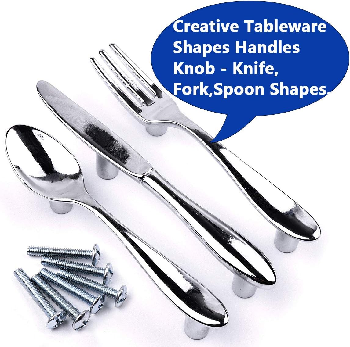 Toolmall ATOPLEE Cabinet Pull,3pack Creative Spoon Fork Knife Kitchen Cabinet Closet Drawer Pull Handles Knobs 3-Inch Center
