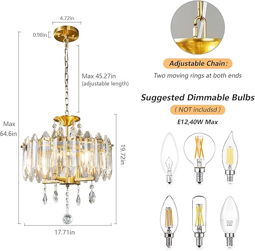 Miniatura 5 de Modernas lámparas de araña de cristal doradas, mini candelabros de cristal, lámpara de techo, iluminación colgante de granja para cocina, isla,