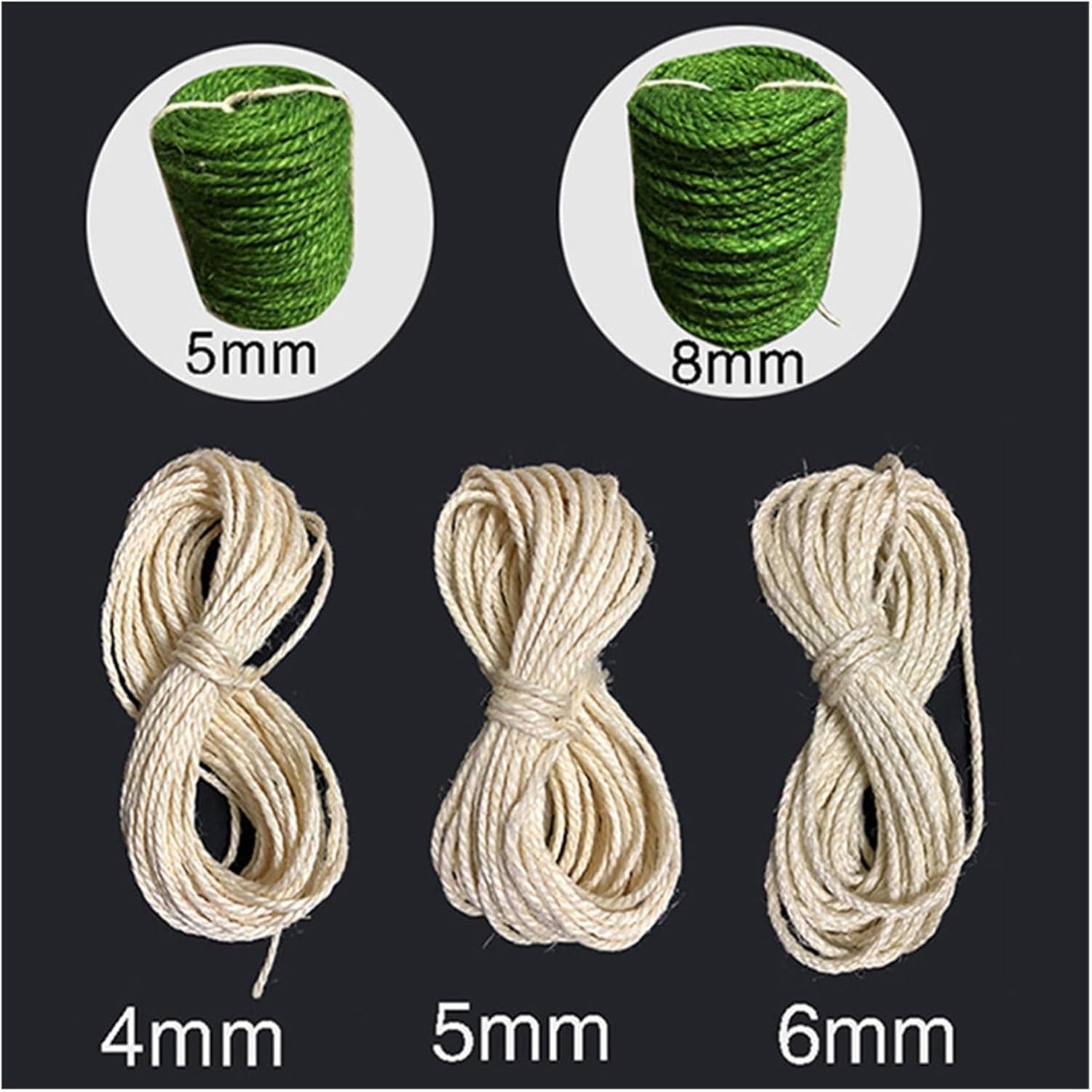 Handmade sisal Rope cat Scratching Post, Homemade sisal Climbing Frame, cat Scratching Post, Tree, Color, 6mm, 8mm Thick(White 4mmx30m)