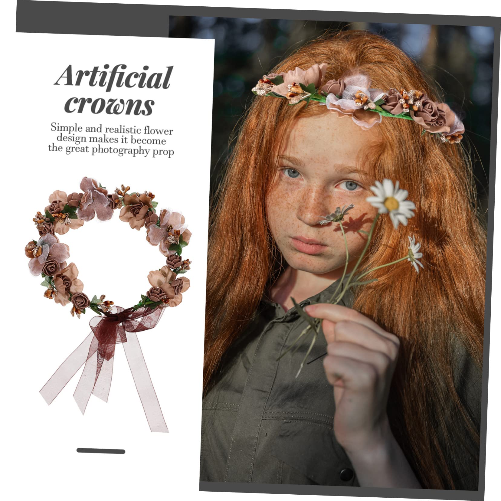Didiseaon 5piezas Diadema Nupcial Floral Para Bodas Accesorio De Cabello Flores Artificiales Tocado Elegante y Fotografía Para Celebraciones y