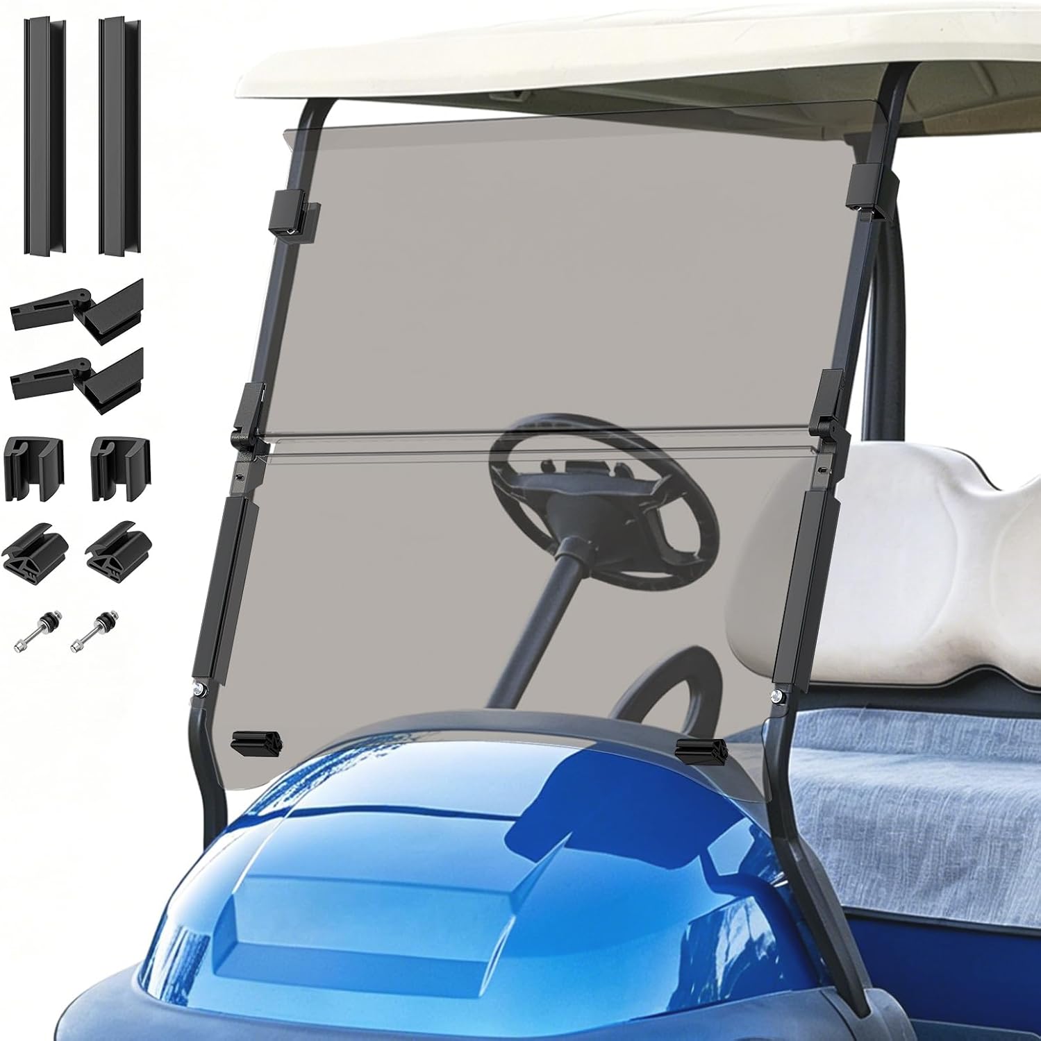 Panglong Club Car Precedent Windshield, Foldable Precedent Golf Cart Windshield Clear & Tinted, with all Windshield Clips, Fit 2004-Up Club Car Precedent, Tempo, Onward, 37.59"W X 33.97"H