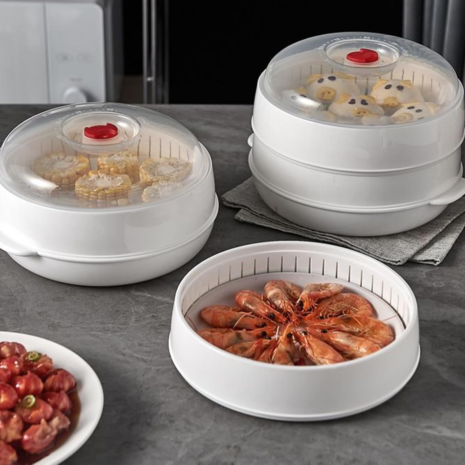 Microwave Steamer for Cooking | Healthy Steaming | Heat Resistant Steamer for Ravioli, Rice, Vegetables, Eggs and Pasta