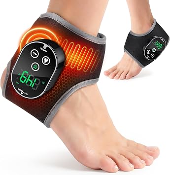 Cordless Foot Massager for Neuropathy, 3000mAh Rechargeable Ankle Heating Pad with Massage for Circulation, Foot Ankle Pain Relief Massager Plantar Fasciitis Relief, Black