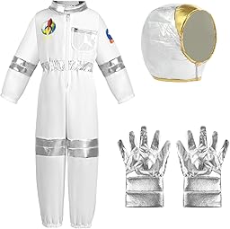 Aomig Disfraz Astronauta Niño, Disfraz de Astronauta Niño con Casco Astronauta, Traje Astronauta Niño, Regalo para Niño 4-8 Años para Fiesta Carnaval Halloween Cosplay