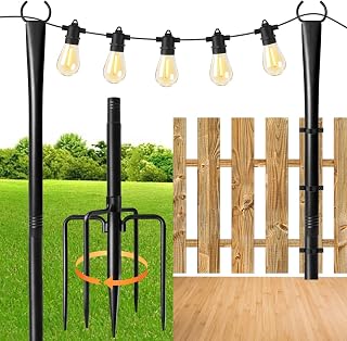 MuliVid 2 Pack 10FT Lighting Hanging Pole for Outside, Waterproof Hardened Metal Outdoor String Light Poles for Patio, Garden, Bistro, Wedding, Parties