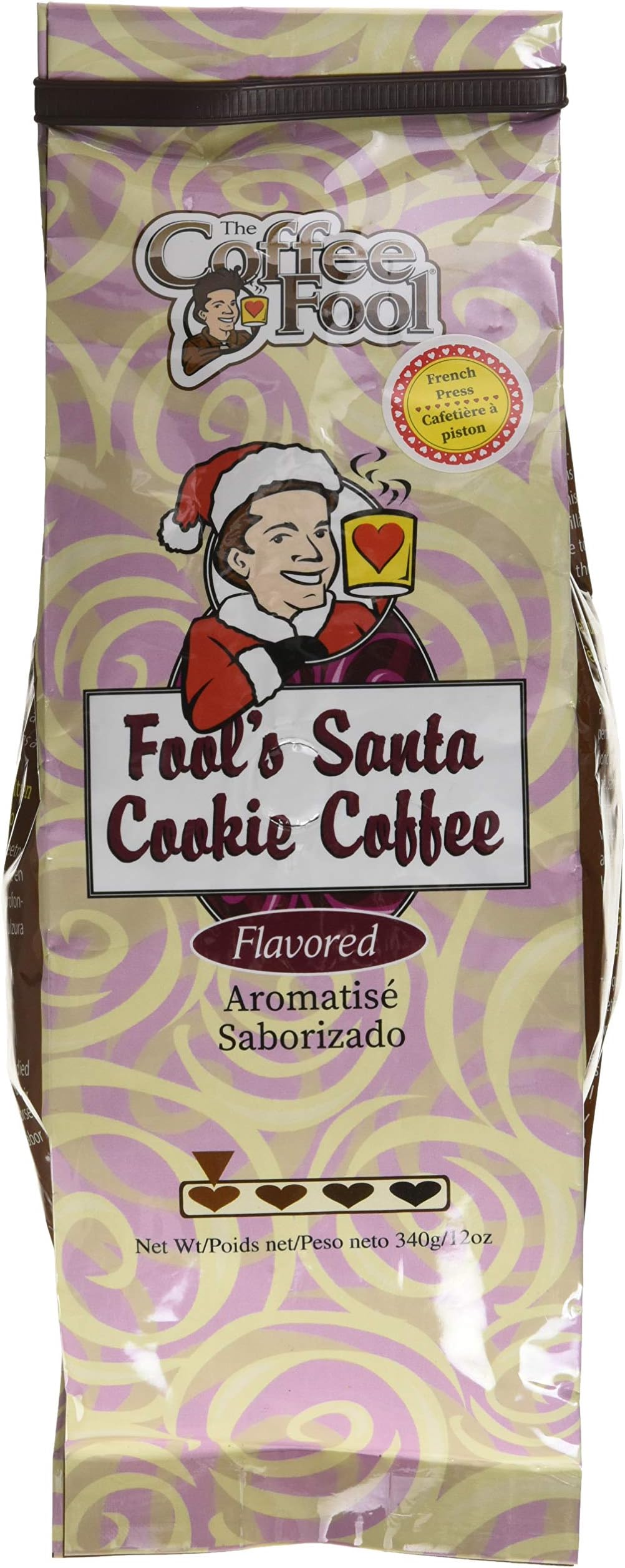 The Coffee Fool French Press Coffee, Fool's Santa Cookie Coffee, 12 Ounce