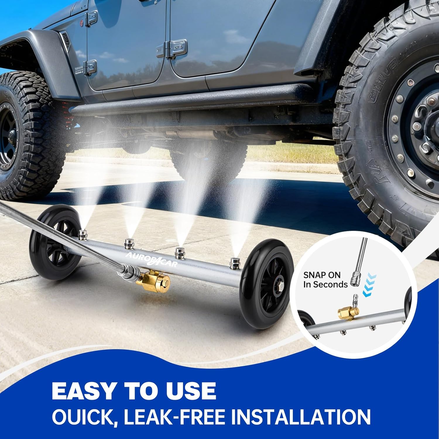 Undercarriage Pressure Washer Attachment 16 Inch, Dual-Function Undercarriage Cleaner, Under Car Wash Water Broom with 3 Extension Wands, Power Washer Surface Cleaner, 4000 PSI