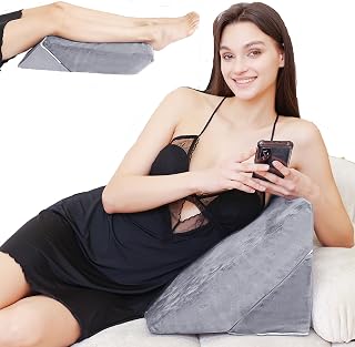 Adjustable High-Density Foam Wedge Pillow - Foldable Incline Cushion System for Back and Leg Support - Back Pillow Perfect for Reading - Sitting Up in Bed & Sofa