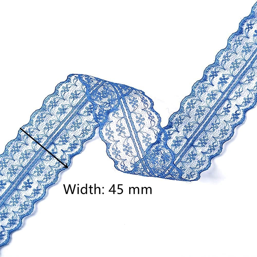 FQTANJU 12 Rolls 60 Yards Lace Ribbon Mixed Color Floral Pattern Fabric by The Roll , for Bridal Wedding Decorations , Invitation Cards, Hair Bow Making, DIY Sewing, Gift Wrapping, 1-3/4 Inch Wide