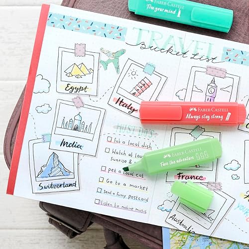 Miniatura 9 de Faber-Castell 254625  Set de resaltadores TL 46, 4 unidades, colores pastel, con punta cincel duradera, ancho de línea 0.039-0.197 in