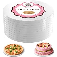 12 Inch Cake Boards Round - 10 Pcs Sturdy 1/2" Thick Greaseproof Cake Drums for Wedding & Birthday Multi-Layer Cakes, White Food-Grade Cardboard Base 10 Pcs, 12 Inch