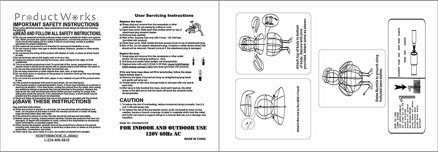 Rudolph 36 INCH Bumble in Santa HAT and Lights Outdoor 3D LED Yard DÉCOR