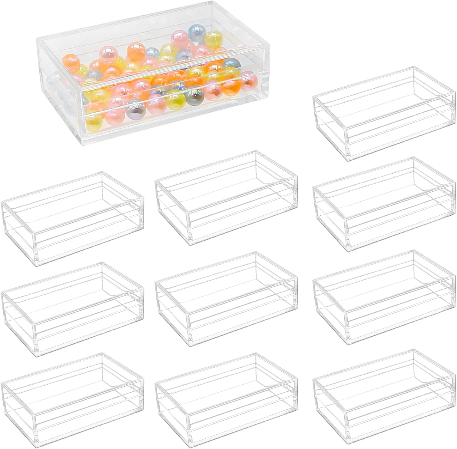 LIDSCURA 12 PCS Clear Acrylic Box with Lids 4.3 x 2.7 x 1