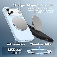 Vista 1392 de GONEZ Funda de silicona para iPhone 15 Pro Max, compatible con Magsafe, protector de cámara + protector de pantalla, forro de microfibra suave Negro