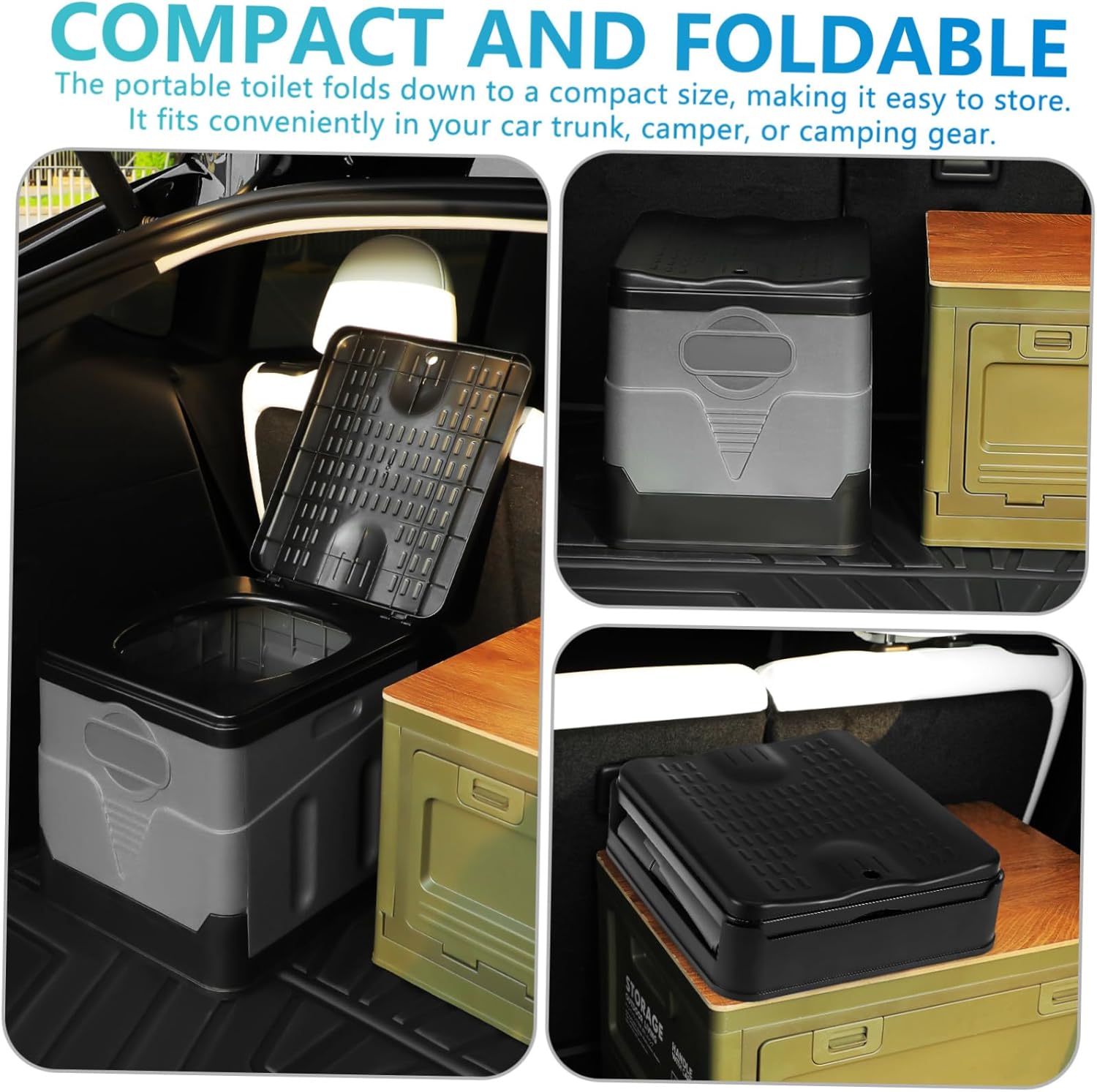 PRETYZOOM Folding Portable Car Toilet for Adults Camping Accessory Easy to Clean Structure