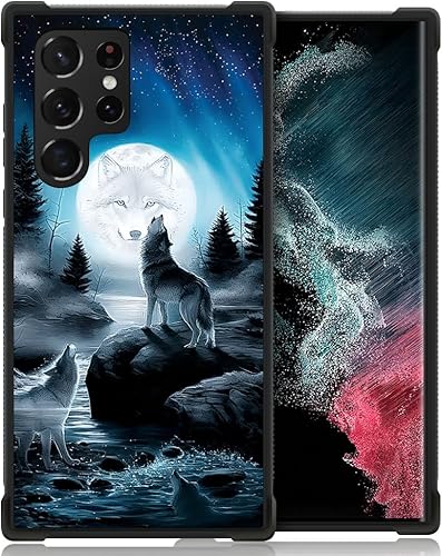 CARLOCA Funda compatible con Samsung Galaxy S22 Ultra, diseño gráfico de Star Howling Wolfs Samsung Galaxy S22 Ultra, diseño gráfico, a prueba de