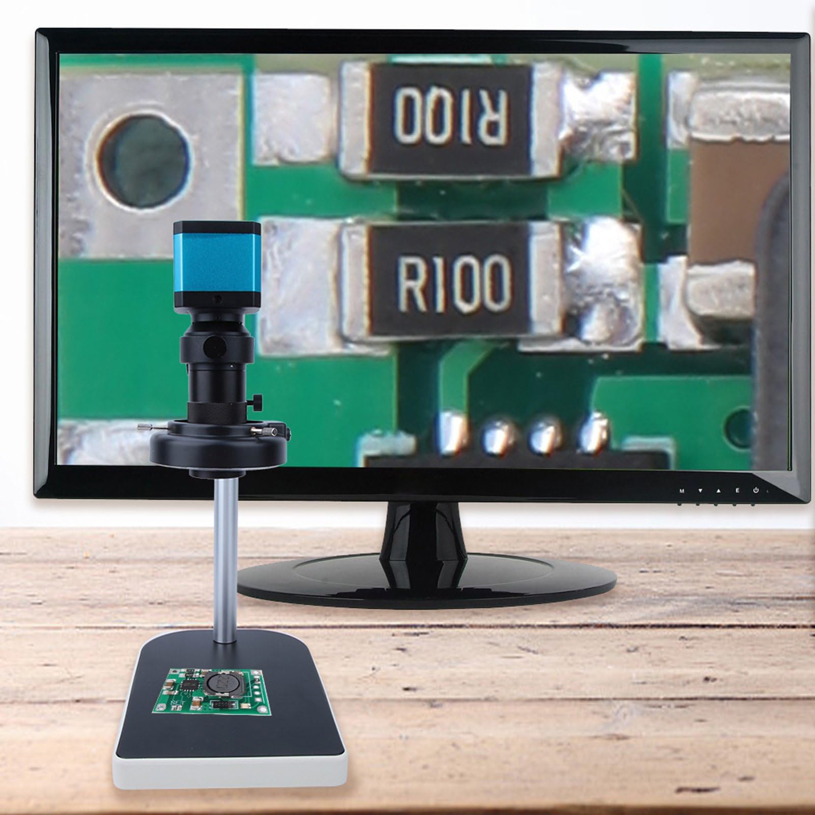 7X Digitalzoom Mikroskop, 100X Vergrößerung 14 Millionen Pixel HD LED Mikroskop Kamera mit USB 2.0 und HDMI Schnittstellen für Mikroelektronik, Präzisionsmaschinen, Schmuck(EU-Stecker)