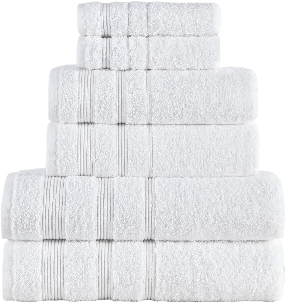 Amazon.com: Luxury 6-Piece 100% Cotton White Turkish Bath Towel Set ...
