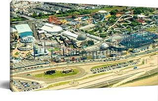 Large Wall Art Decor for Living Room Bedroom Bathroom Canvas Wall Art Framed Blackpool Pleasure Beach Rollercoasters Prints Artwork Painting Pictures Kitchen 24x48