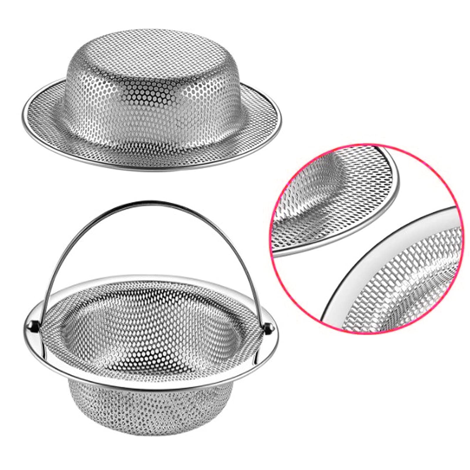 2 Pcs Filtro Lavandino, Filtro per Lavello in Acciaio Inox, Filtro Lavello Cucina, Protezioni per Scarico Cucina, Filtro Scarico Vasca, Per Lavelli Da Cucina o Vasca da Bagno,2,95/7,5cm