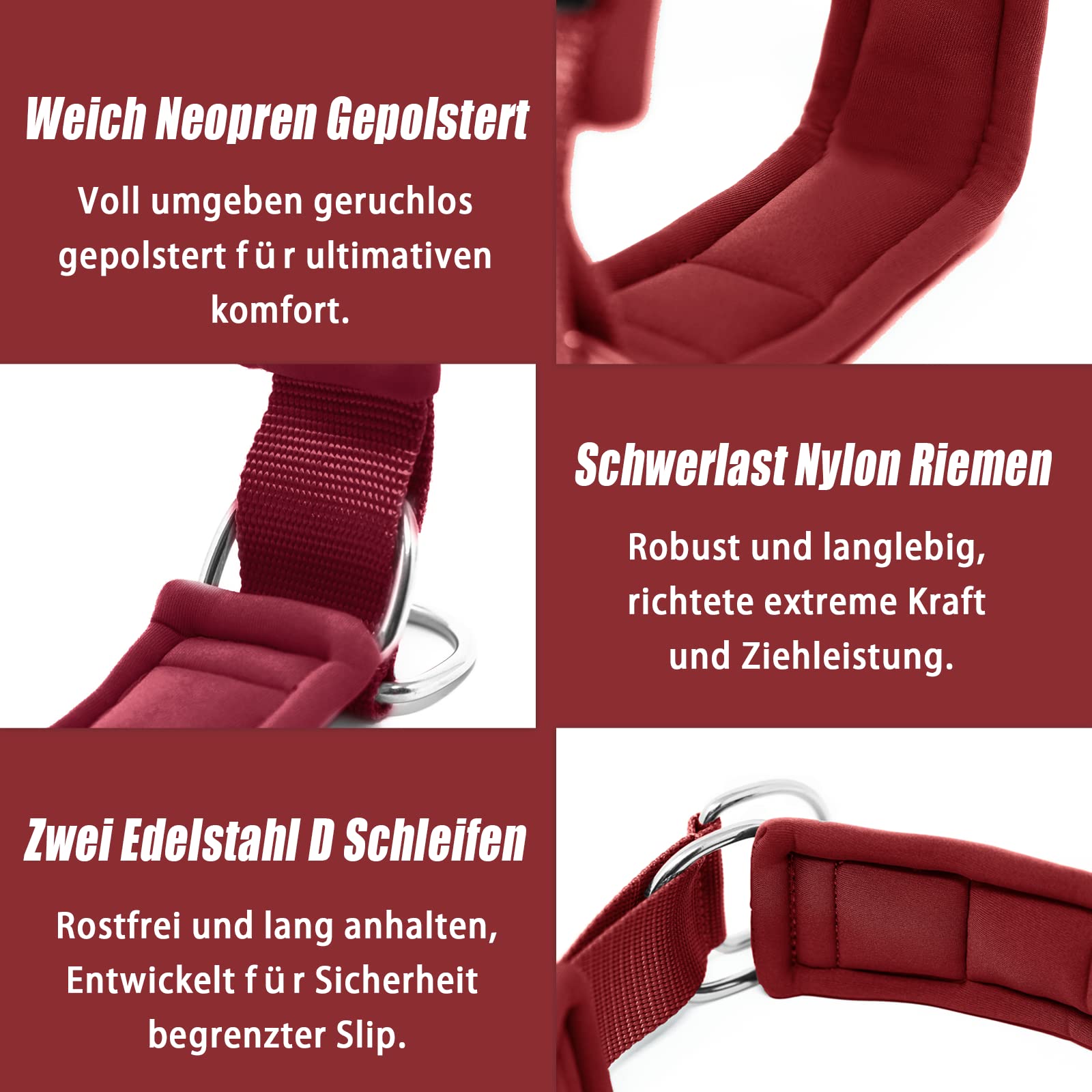 Weich Neopren Gepolstert Hundehalsband (4cm Breite) Reflektierend Hund Halsband mit Robust Nylon & Zugstopp, Bequem Zughalsband Dressurhalsband Kleine Mittlere Große Hunde Anti-Zug Walken M Wein