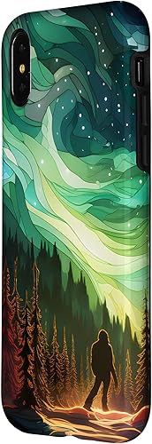 Miniatura 8 de Funda para iPhone 12 Pro Max Bigfoot Sasquatch Forest Northern Lights Starry Sky