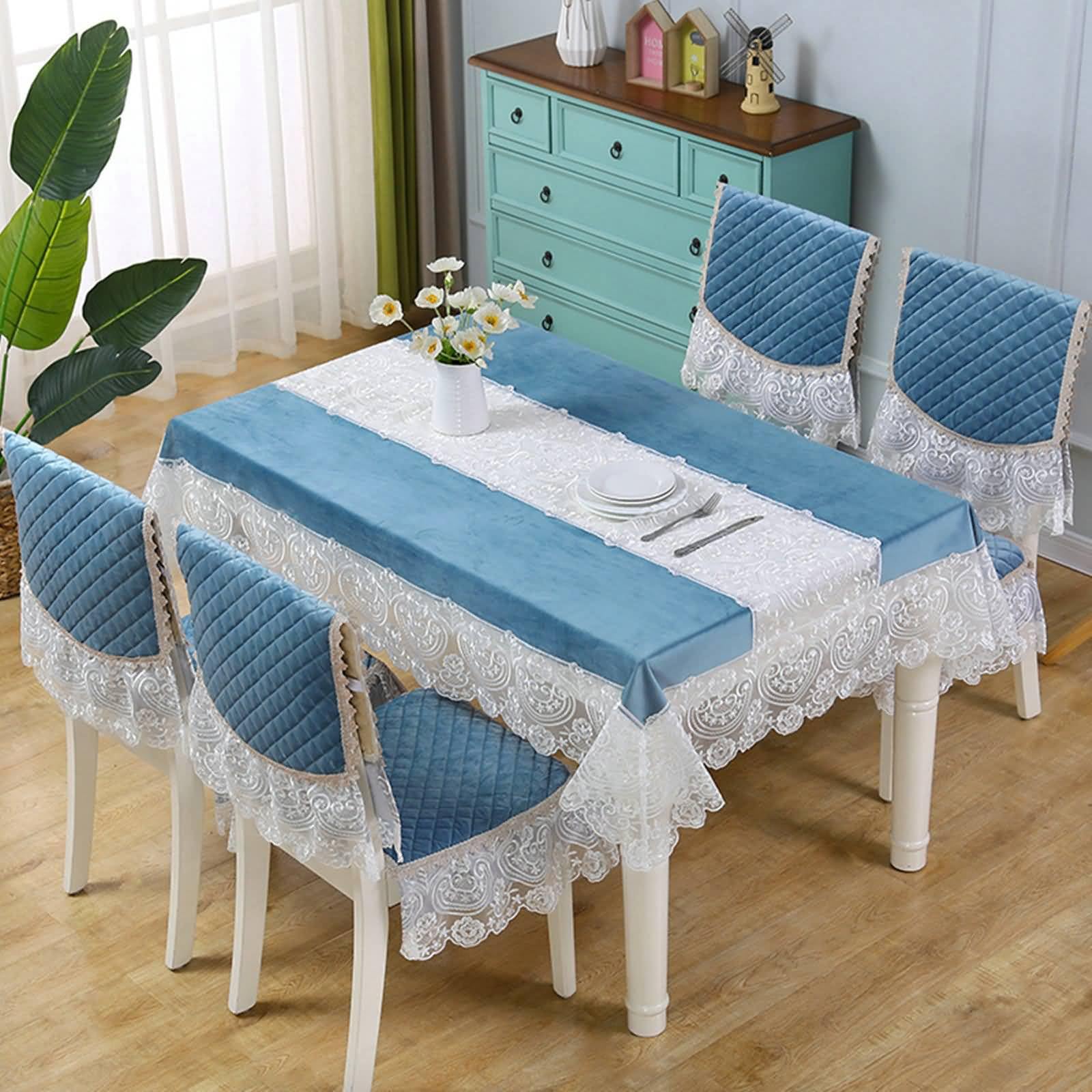 Tovaglia Antimacchia Poliestere, Blu, 180x270cm
