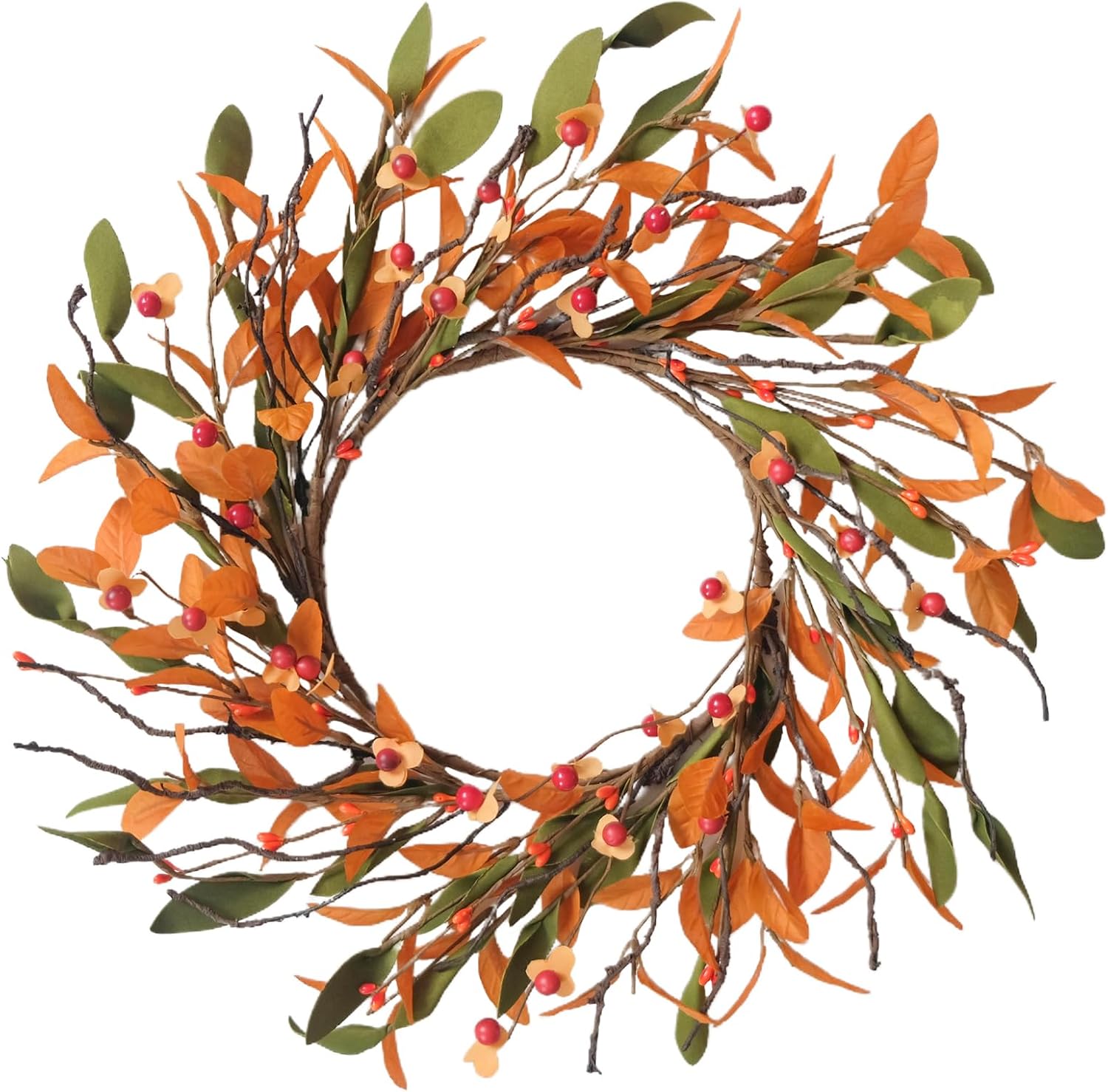 Amazon.com: idyllic 14 Inches Fall Wreath for Front Door Artificial ...