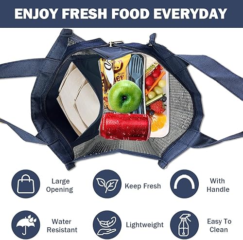 Miniatura 5 de Bolsa de almuerzo aislada, bolsa de almuerzo reutilizable para mujeres y hombres, bolsa de almuerzo pequeña, bolsa térmica para el almuerzo, bolsa