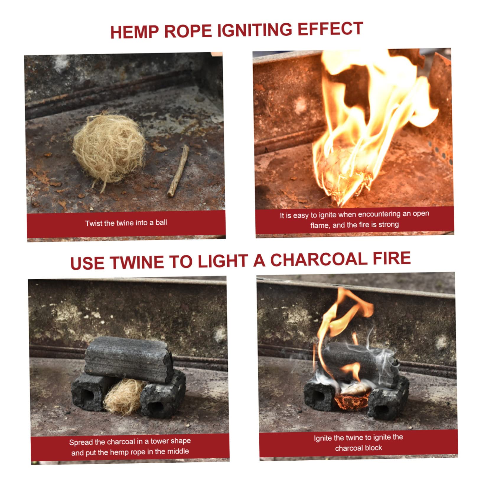 ibasenice 20Pcs Lighter Rope Fire for Outdoor Weather Resistant Fire Igniter for Quick Fire Starting Rain Conditions