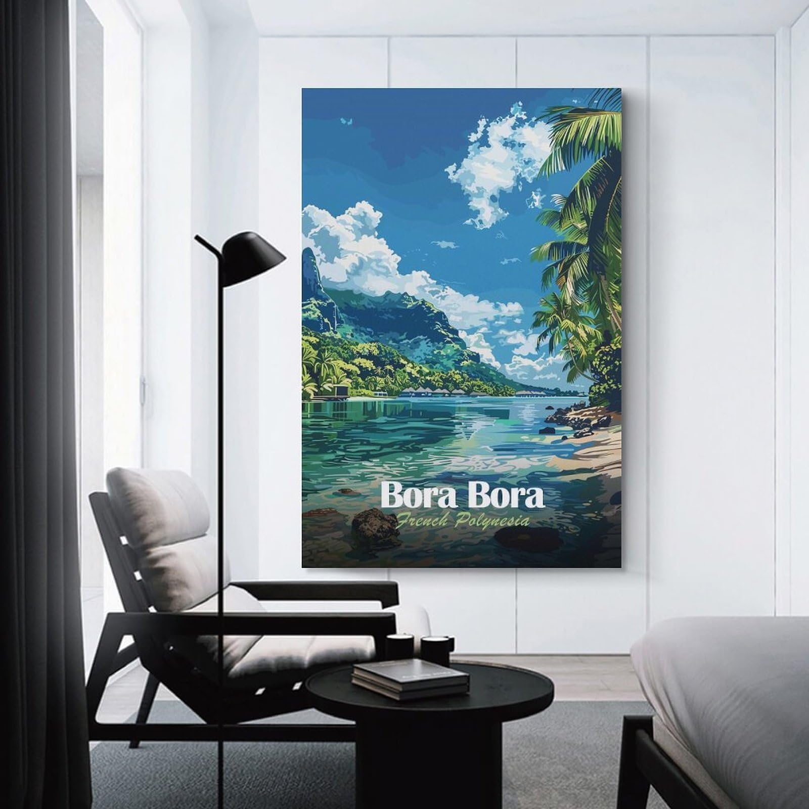 Junmoney Home Decor Wall Art Bora Bora French Polynesia Landscape, 24x36inch(60x90cm), for Gallery Wall Decor And Room Displays, An Easy Match for Collected Prints