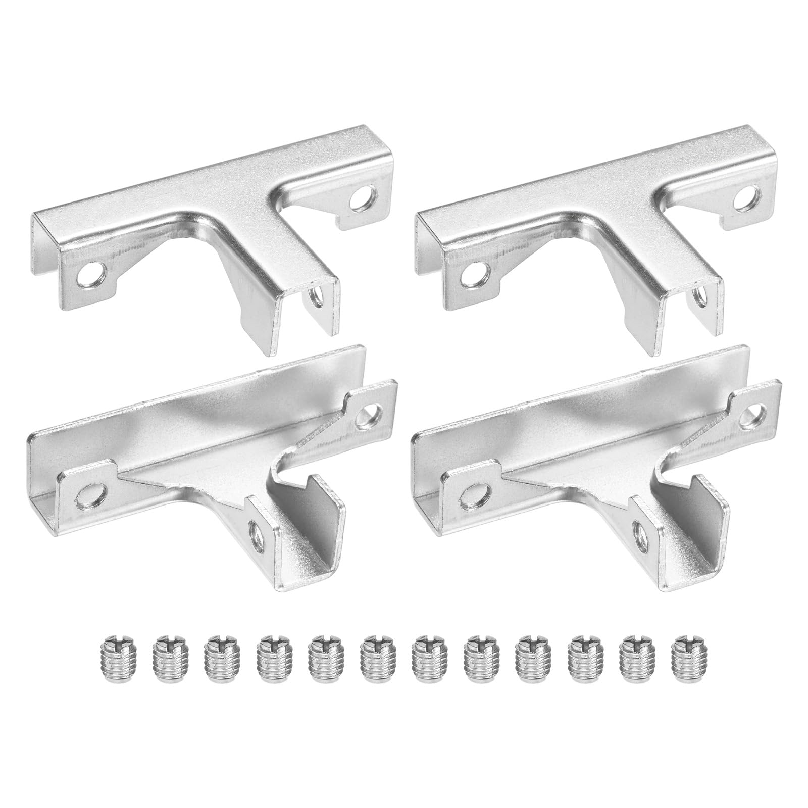 M METERXITY Glass Fixing Clip (9-12mm) 4 PCS - Aluminum Alloy T-Shaped Glass Combination Fixing Bracket & Reinforced Clip Clamp Accessories, Apply to DIY Display Cabinet/Fish Tank