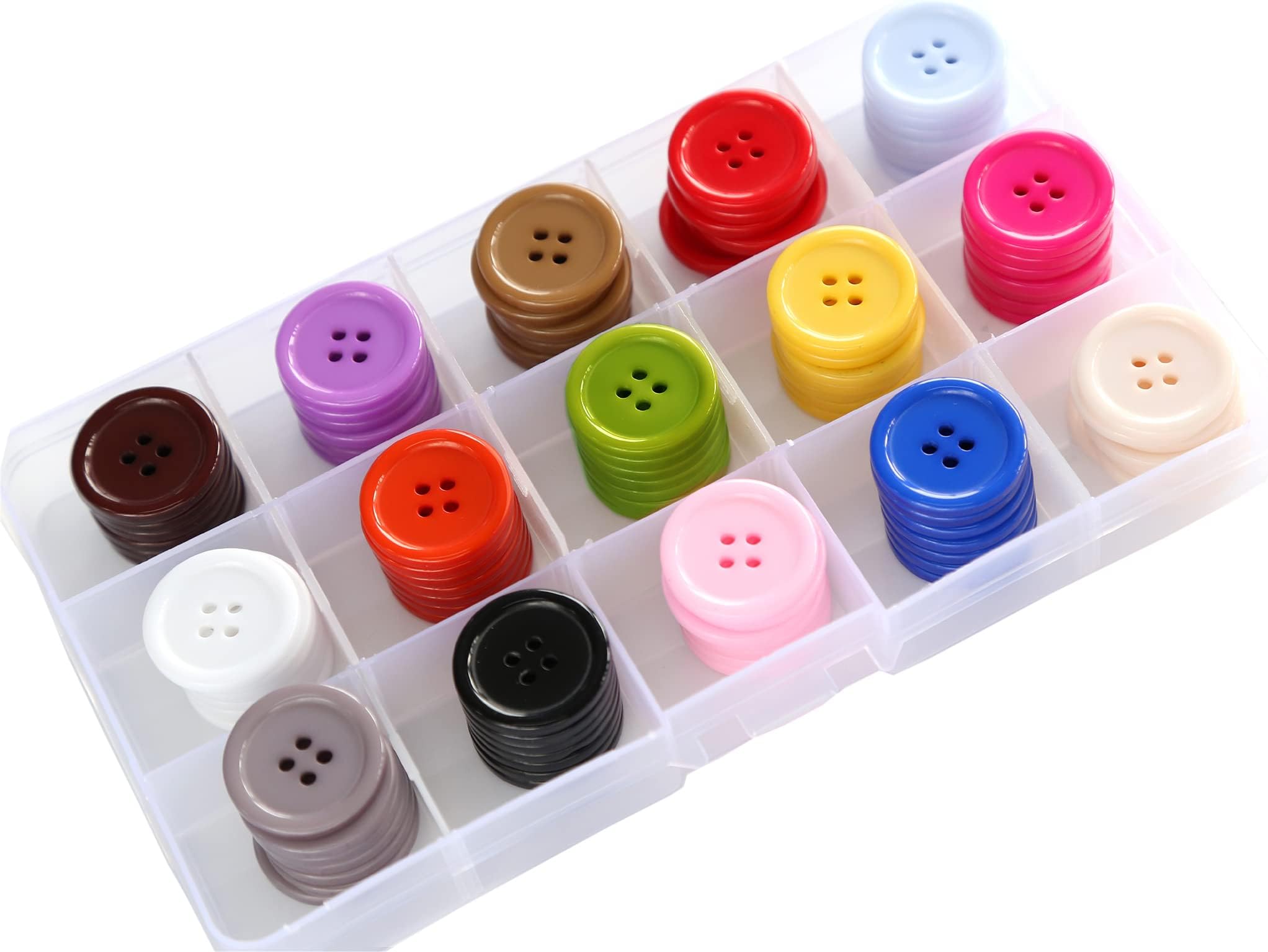 GANSSIA 7/8 Inch (22.5mm) 15 Colors Assorted Buttons Sewing Button Mix Colors DIY Crafts Scrapbooking Pack of 105 with Box (Each Color 7 Pcs)