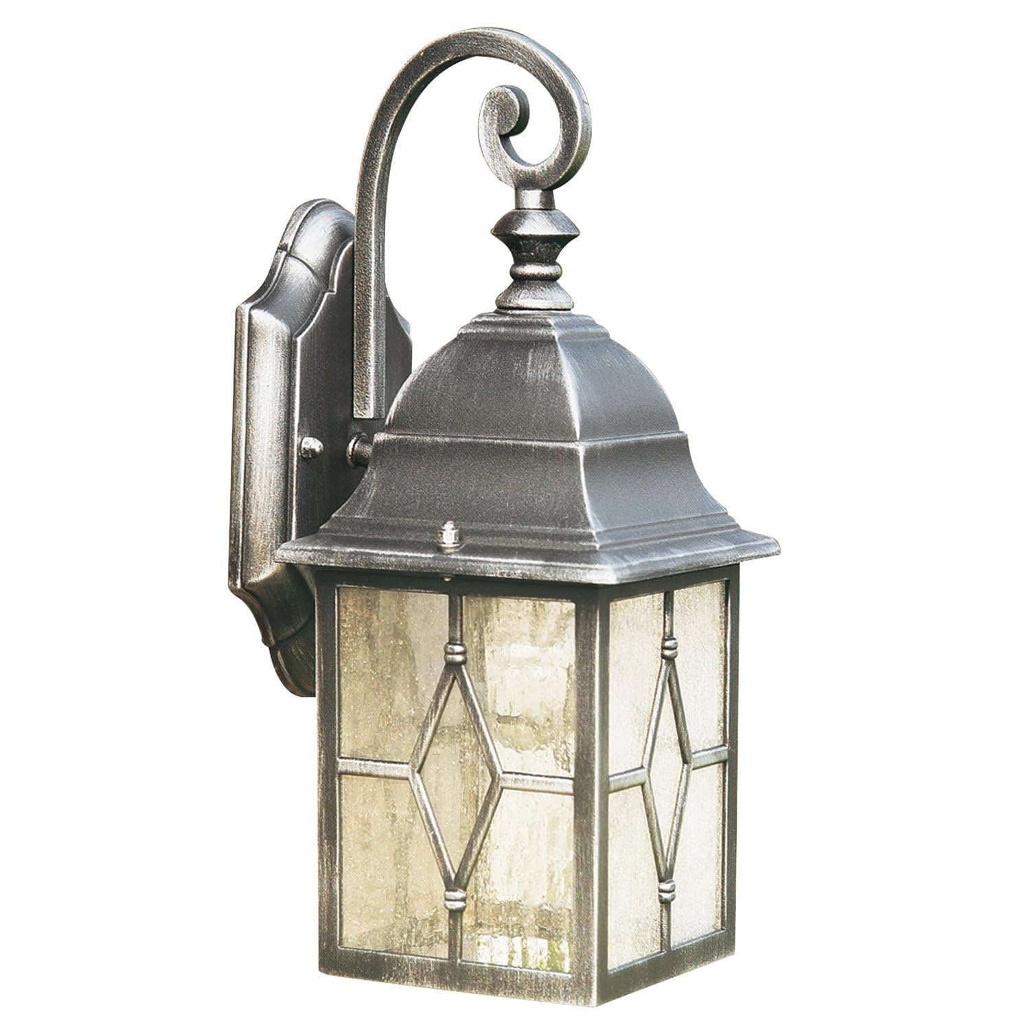 Searchlight Black Silver Genoa Cast Aluminium Outdoor Ip23 Hanging Wall Lantern Light, 1642