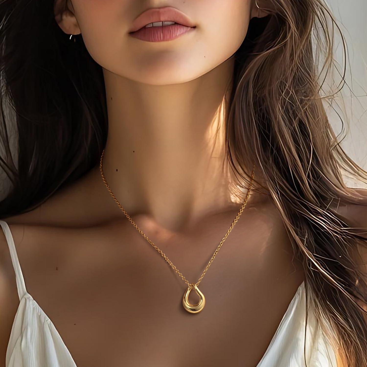 Gold Necklaces for Women 14K Gold Pendant Necklaces for Women Trendy Twist Clean Minimal and Effortlessly Stylish Cute Circle Pendant Necklace for Womens Adjustable in Length 18in - Image 5
