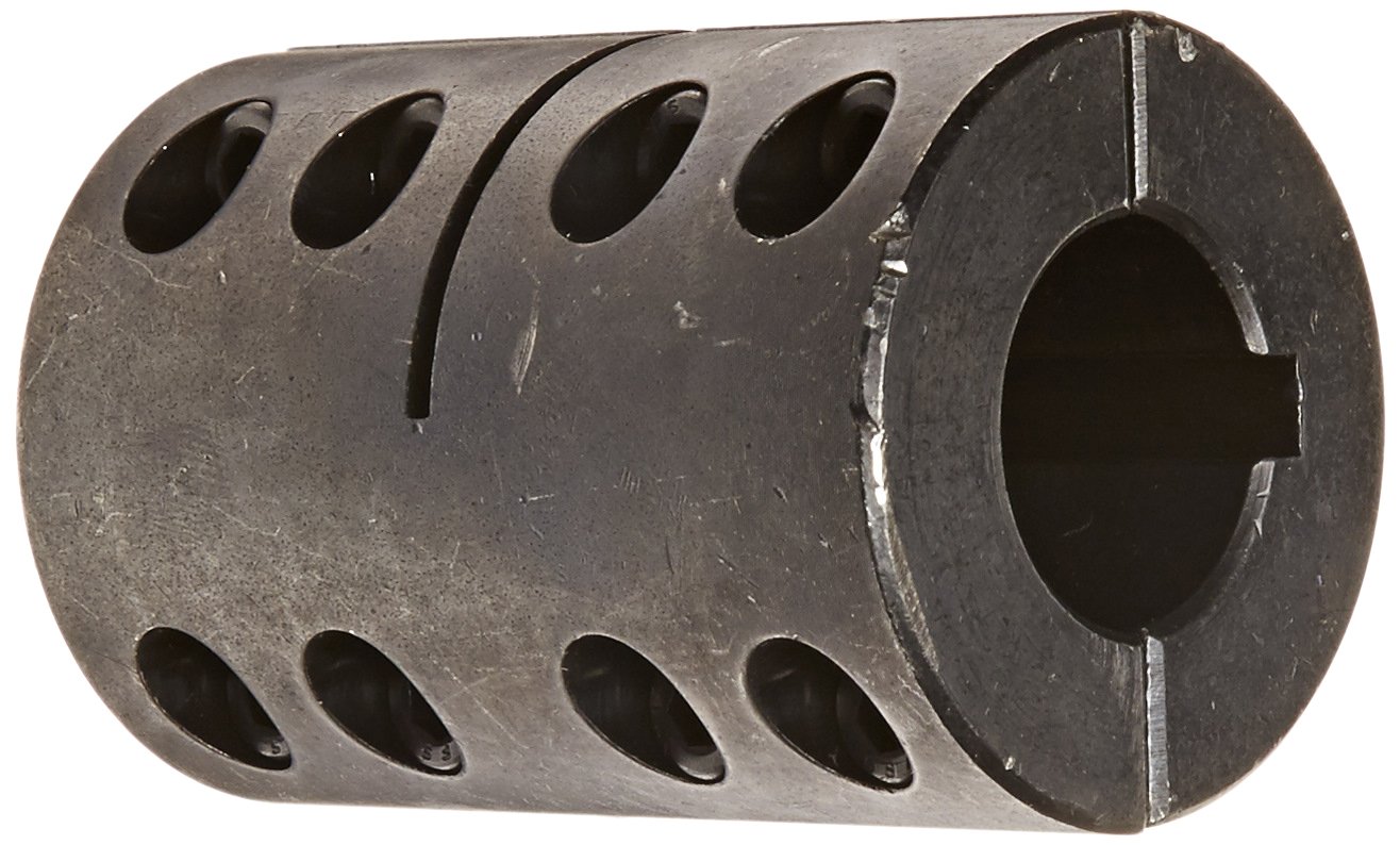 Climax Part 2CC-100-100-KW Mild Steel, Black Oxide Plating Clamping Coupling, 1 inch X 1 inch bore, 2 inch OD, 3 inch Length, 1/4-28 x 5/8 Clamp Screw