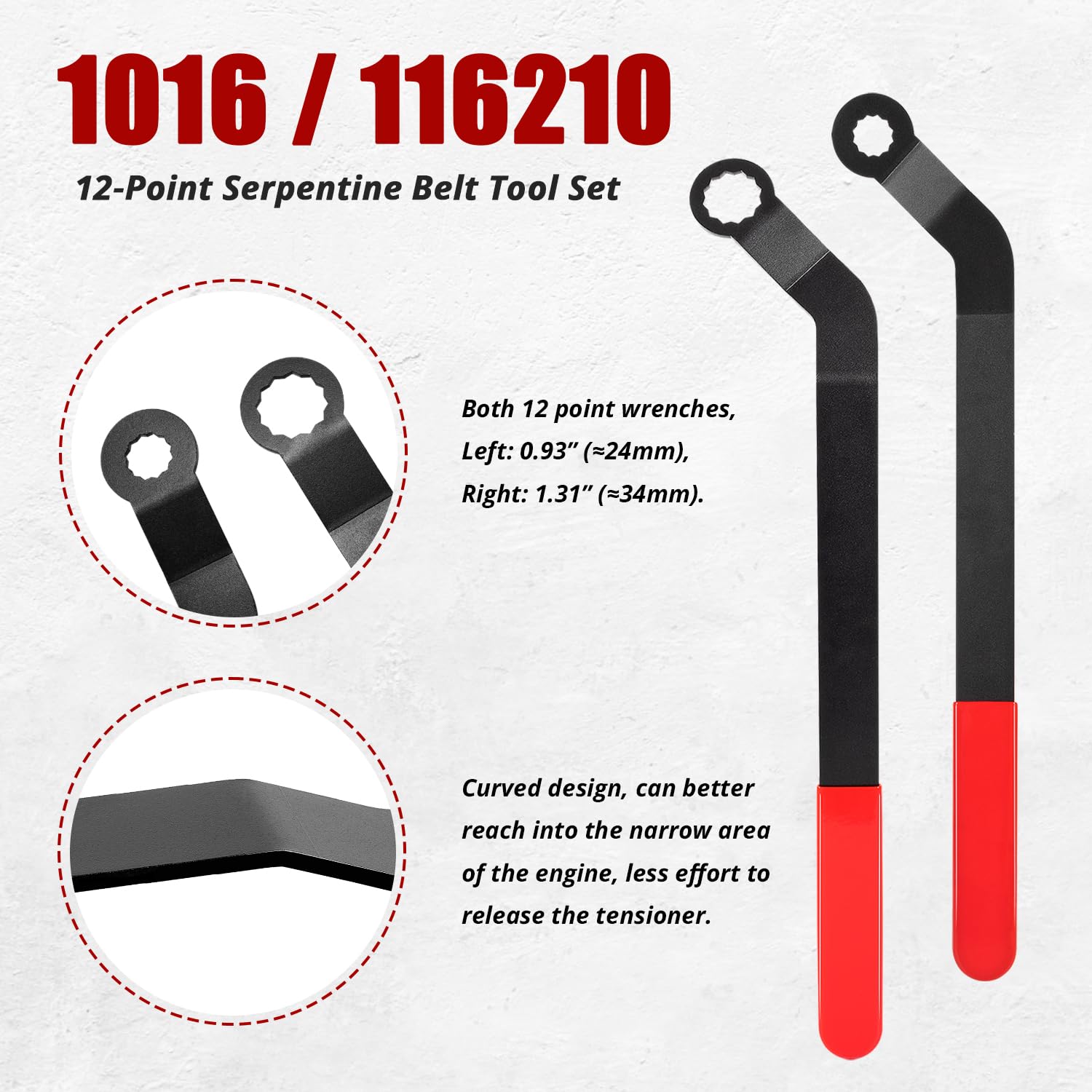 1016 Serpentine Belt Tool Set Cinturones Llaves de repuesto para todos los modelos mini 2007 más nuevos equipados con los motores N12, N14, N16 y N18