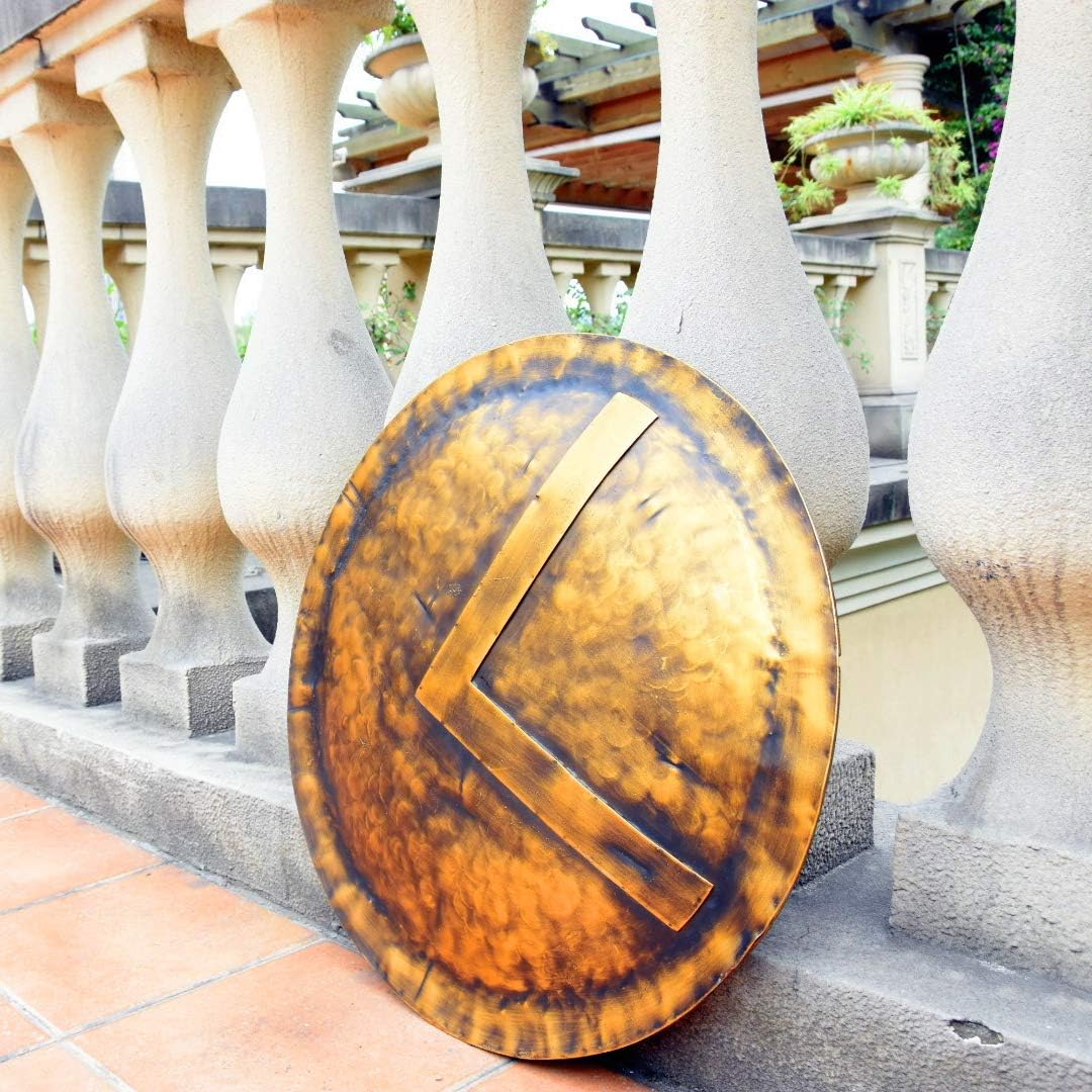 LOOYAR Ancient War Sparta Shield Handcrafted Metal Crafts for Knight Soldier Warrior Costume Battle Play Halloween Cosplay LARP Home Office Bar Lobby Wall Decoration