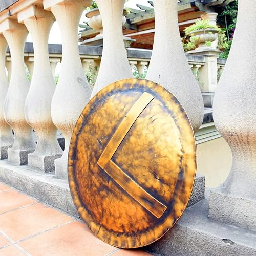 Miniatura 4 de LOOYAR Escudo de Esparta de la Guerra Antigua Artesanía de Metal Artesanía para Caballero Soldado Guerrero Disfraz de Batalla Juego de Batalla de