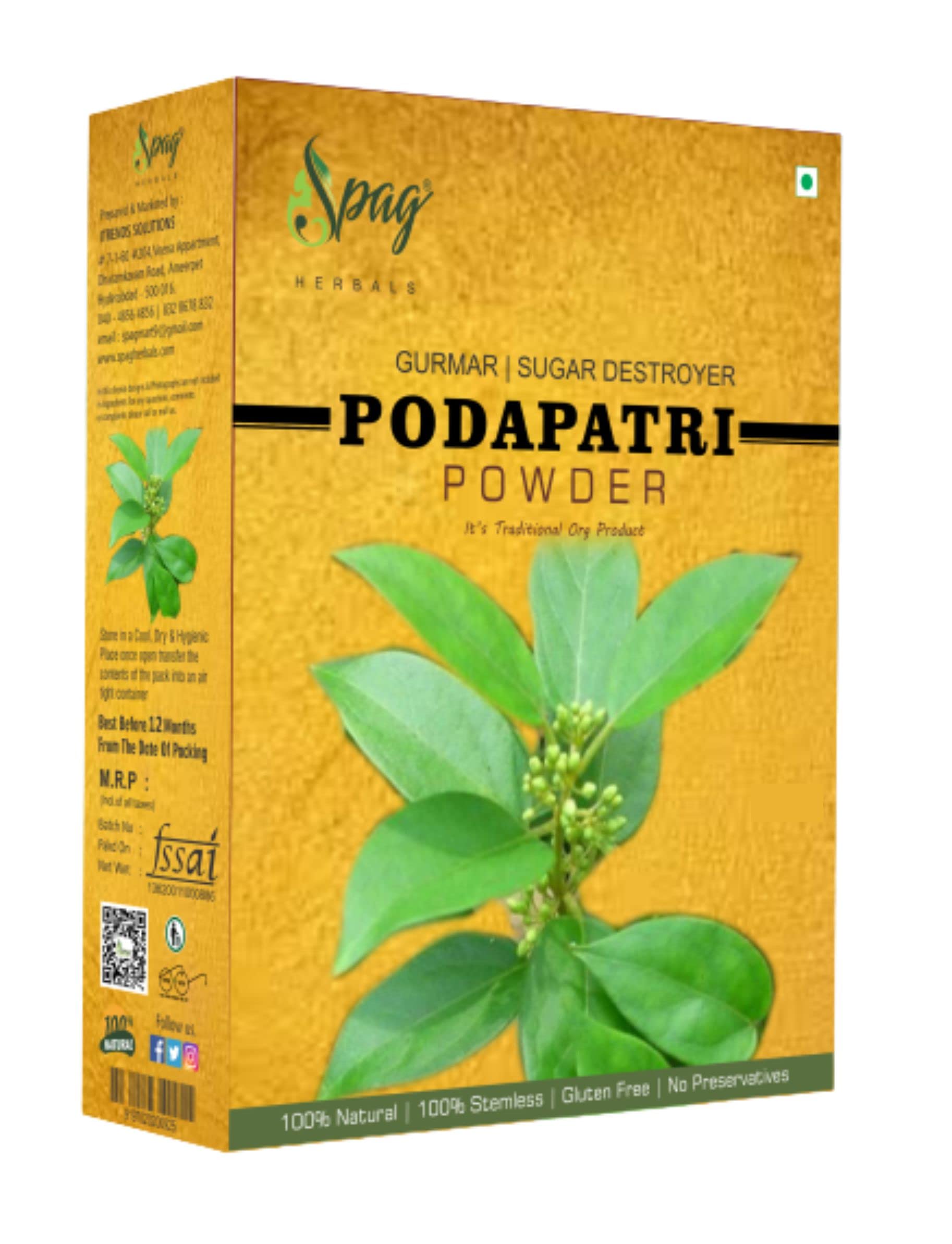 Spag Herbals podapatri gurmar madhunashini gudmar gymnema sylvestre chakkarakolli 300 gms (B0B856JTXK) Amazon Price History, Amazon Price Tracker