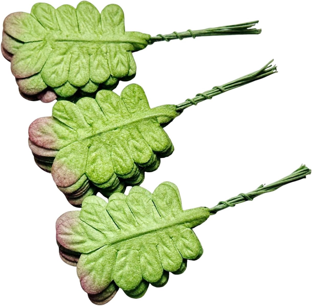 Ploen 25 pcs Green Leaves Ferns Mulberry Paper Leaves with Wire Stems Fern2 Leaf Mulberry Paper Craft Supplies Scrapbooking Embellishments for so Many Card DIY Craft Projects Leaves208 image 2