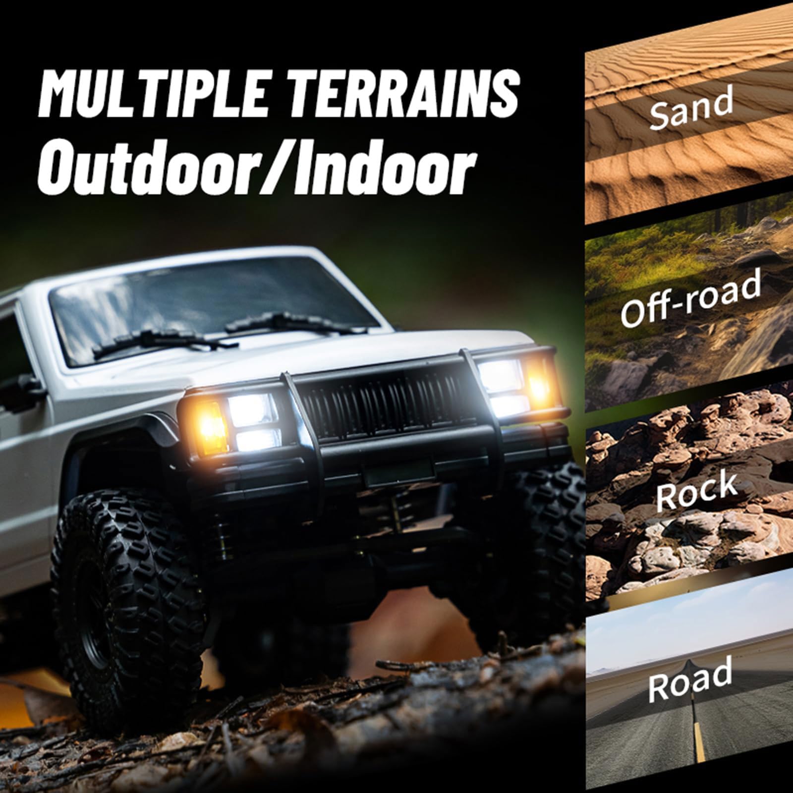 Rc Pojazd Wspinaczkowy 4x4 All-terrain Buggy Z Reflektorem Led, Niezależnym Zawieszeniem 4wd, Gumowymi Oponami I Karoserią Przeciwwybuchową Z Pvc Do Przygód W Terenie